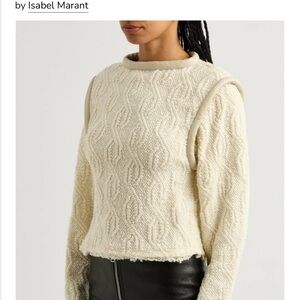 Isabel Marant Ladiva Leather-trimmed Wool-blend Jumper‎ Ecru